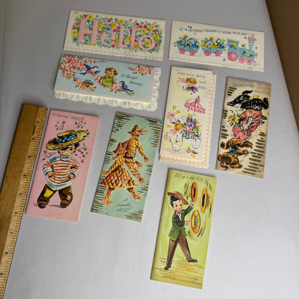 Vintage Greeting Cards Lot 8 A Straw Hill Card Get Well Hello Thinking of You